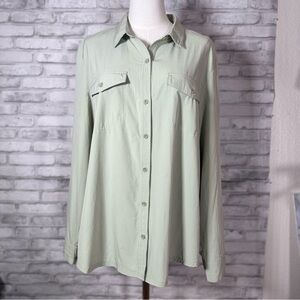 Eddie Bauer Light Green Button Down Office Shirt